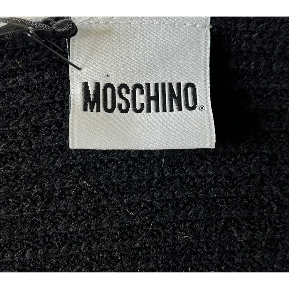 2-3 MOSCHINO NWT Knit Wool Scarf Black One Size - Picture 4 of 7